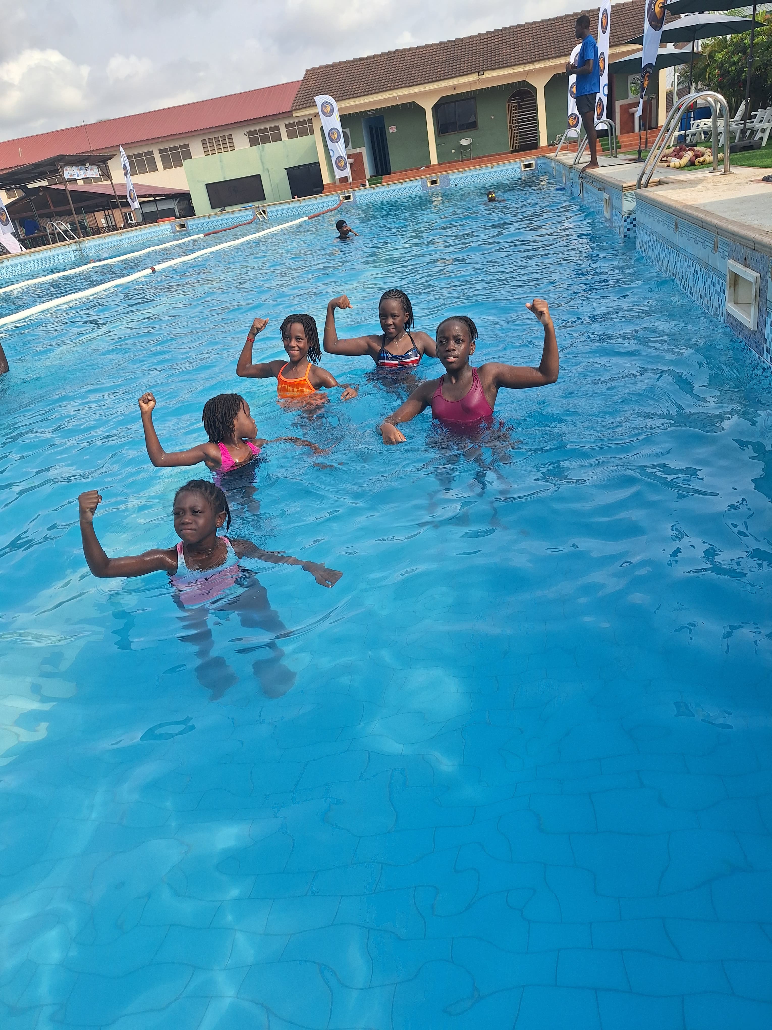 Competitive swimmers racing